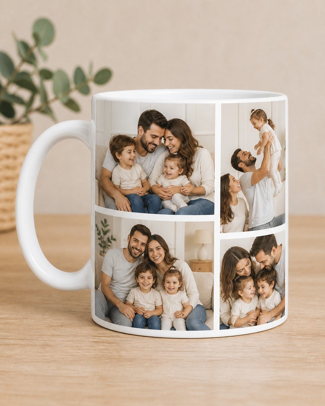 Persona tomando café con taza personalizada